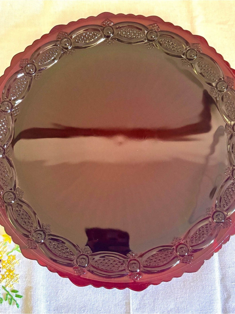 Avon Cape Cod Ruby Red Glass Serving Plate 10.75” Vintage